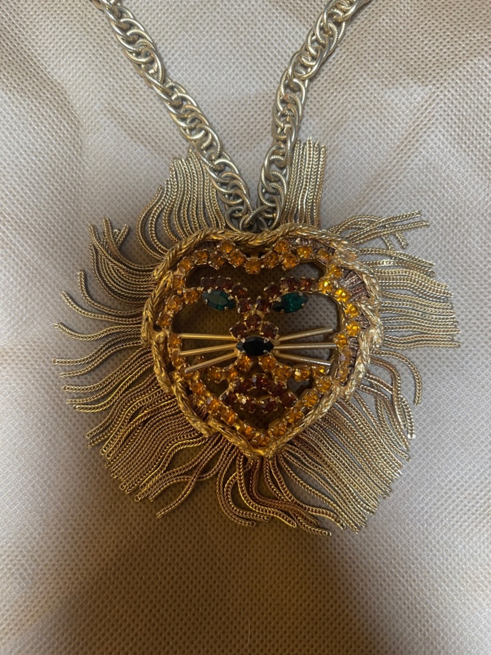 Vintage 60’s HUGE Lion Head pendant Domonique designer